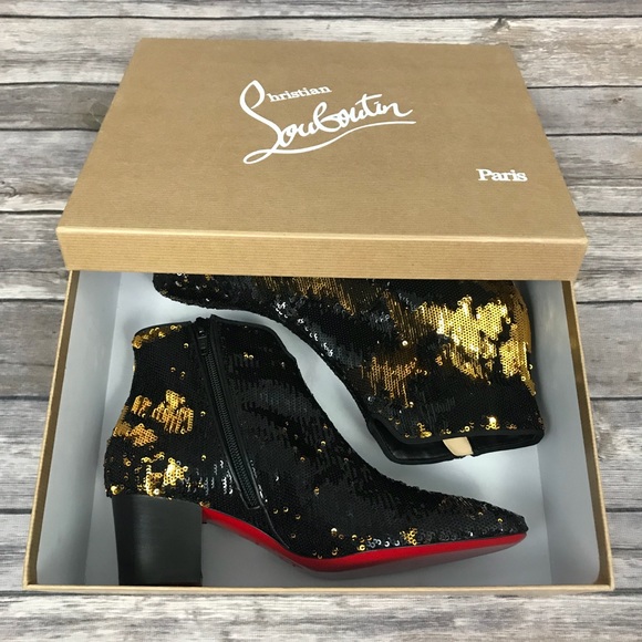 New Christian Louboutin Disco Paillettes Booties - Picture 7 of 8